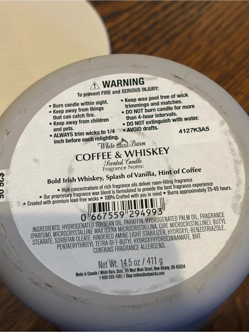 White Barn Coffee & Whiskey Candle - Light Gray and White